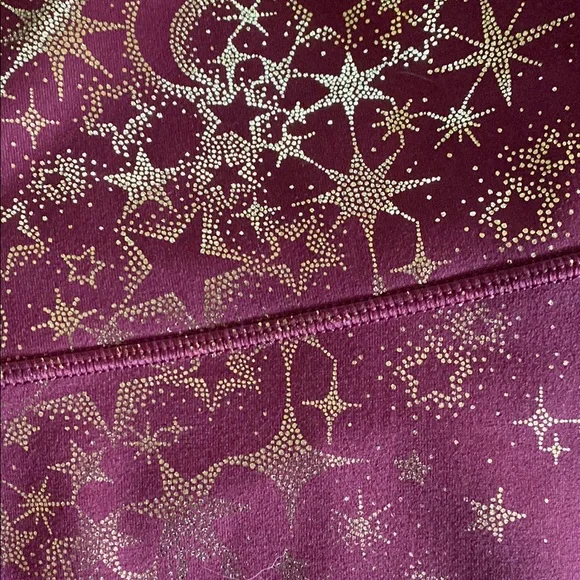 Women's Burgundy and Gold Star Patterned Shorts - Picture 3 of 3